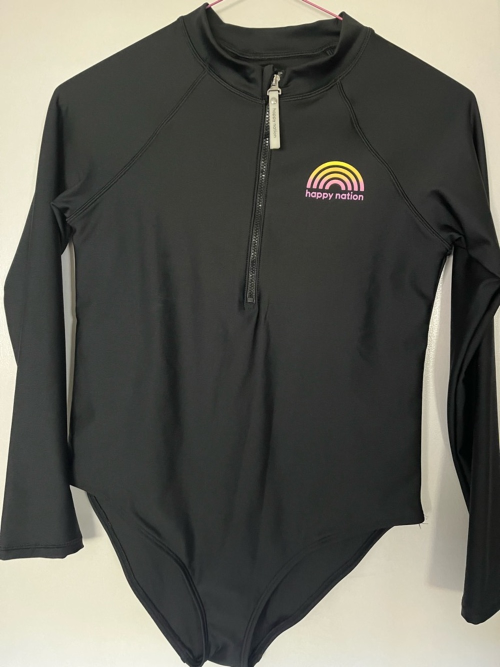 Kids Black Long-Sleeve One-Piece Swimsuit